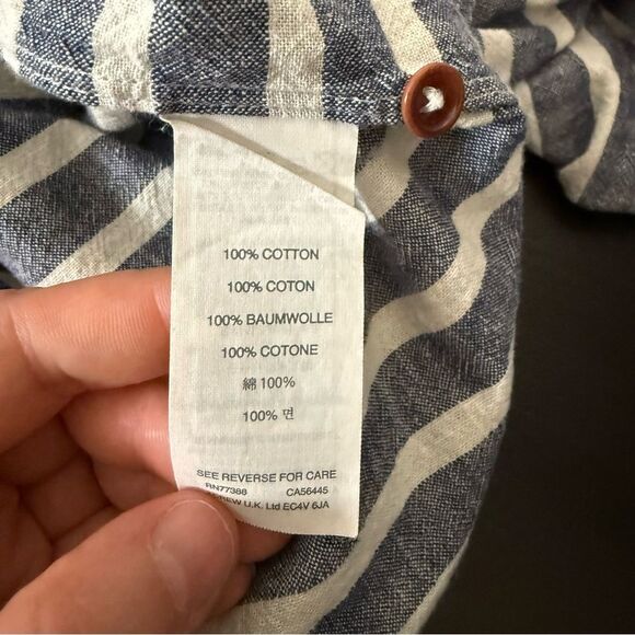 J Crew Shirt Mens Sz M Stripe Button Down Short Sleeve 100% Cotton Beach Coastal - Picture 6 of 9